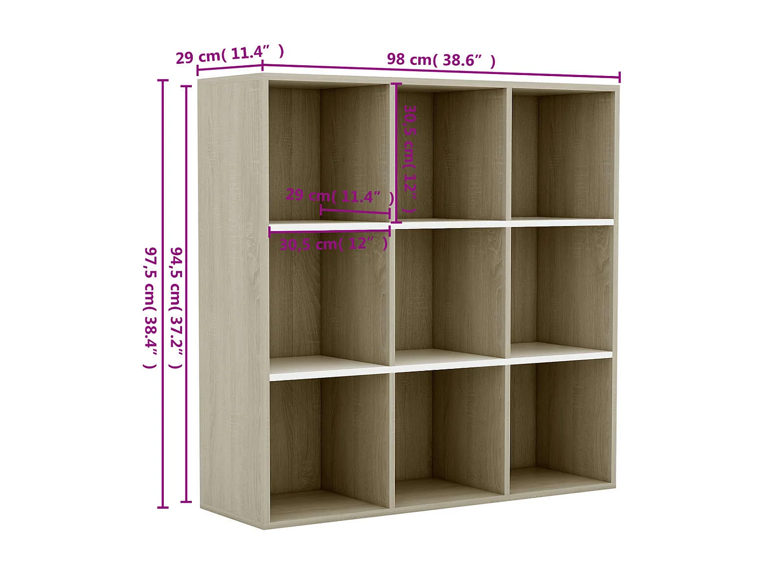 Bibliothèque/Séparateur de pièce Chêne fumé 100x24x94 cm