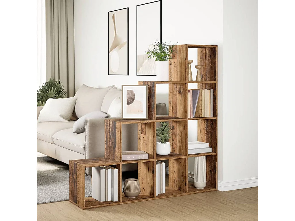 Libreria a 4 Ripiani Legno Vecchio 131,5x29x131,5 cm Truciolato