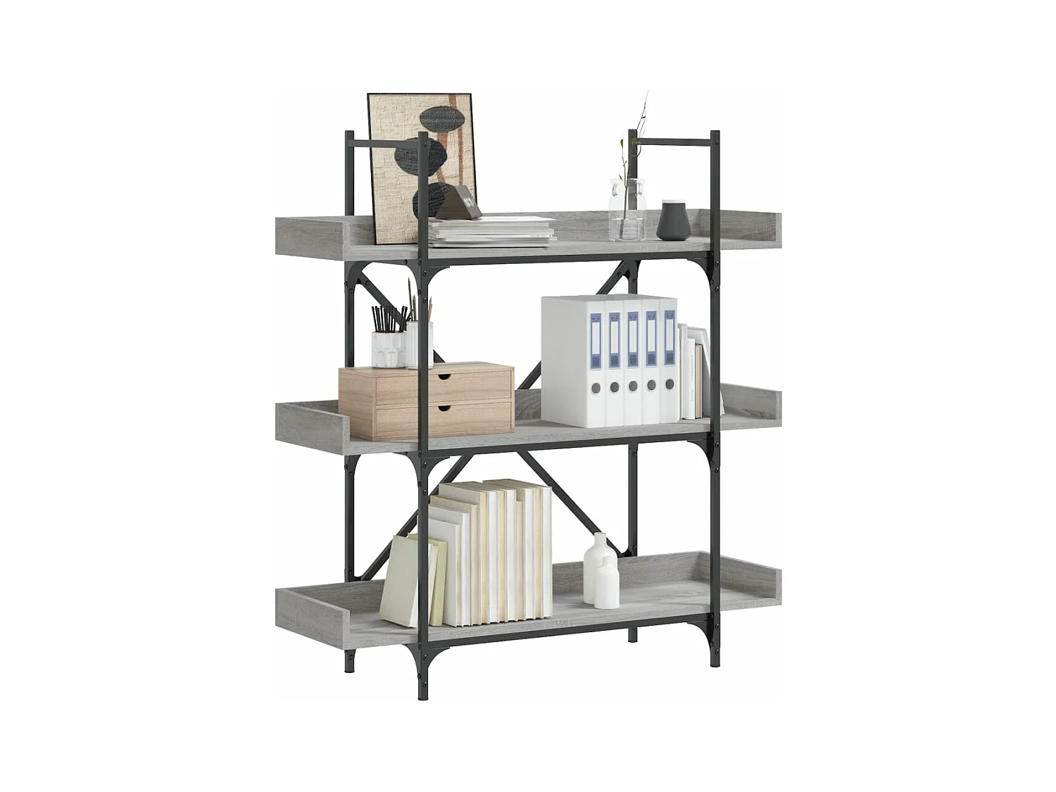 Bücherregal 3 Böden Grau Sonoma 100x33x108,5 cm Holzwerkstoff
