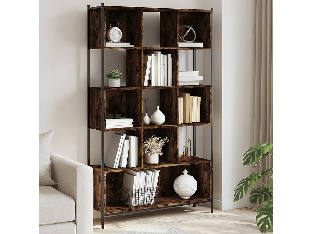 Bibliothèque chêne fumé 102x28x172 cm bois d'ingénierie