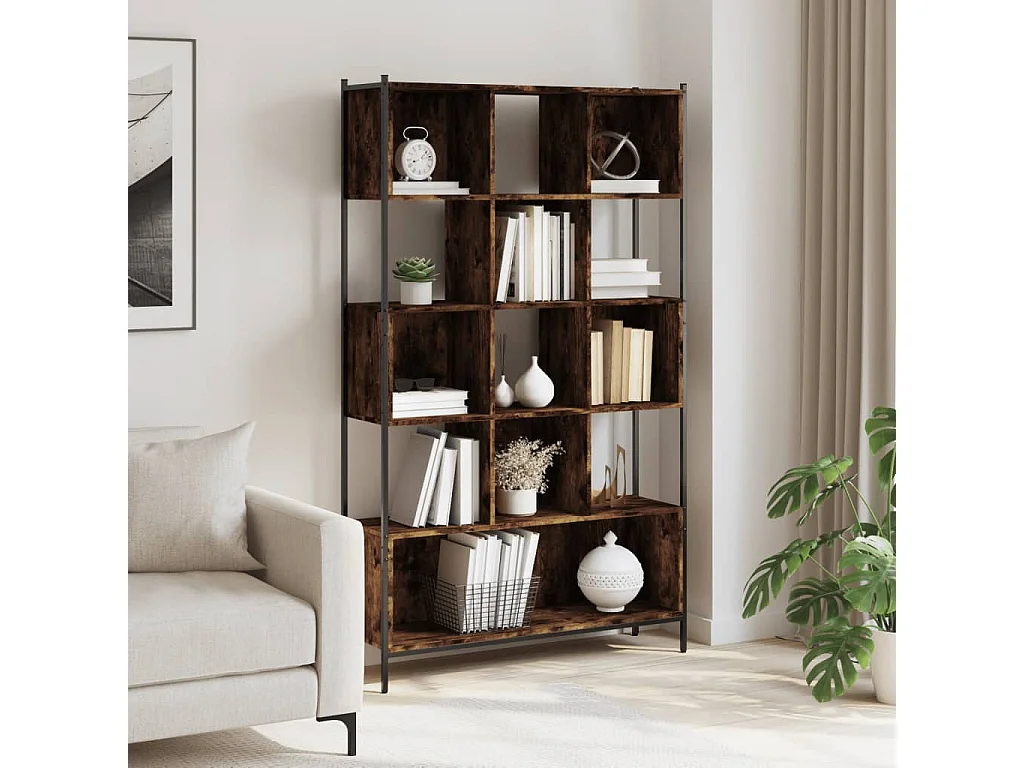 Bibliothèque chêne fumé 102x28x172 cm bois d'ingénierie