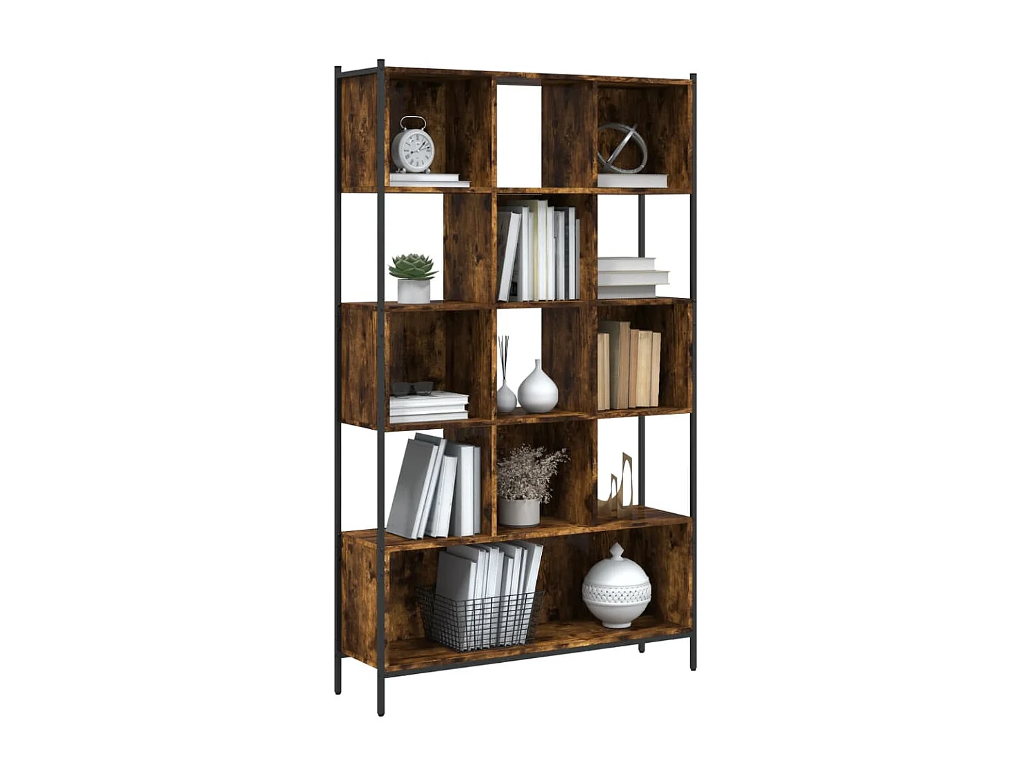 Bibliothèque chêne fumé 102x28x172 cm bois d'ingénierie