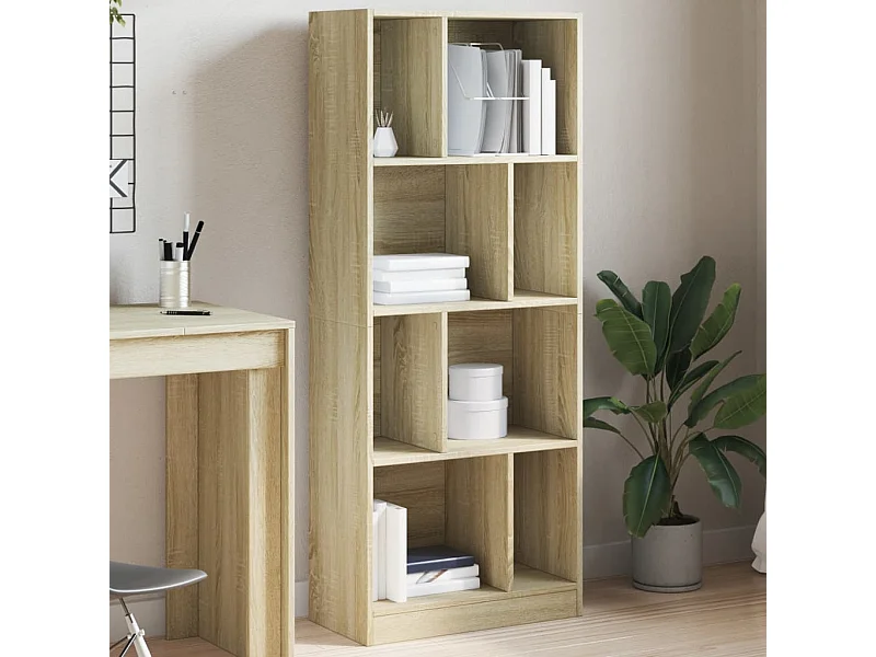 Boekenkast 57x28,5x141 cm bewerkt hout sonoma eikenkleurig