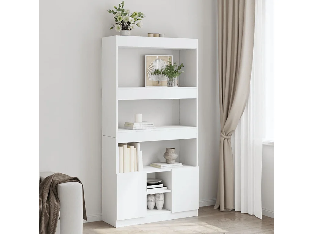 Credenza Bianca 92x33x180 cm in Legno Multistrato