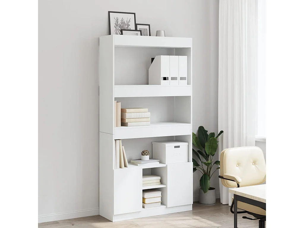 Highboard Weiß 92x33x180 cm Holzwerkstoff