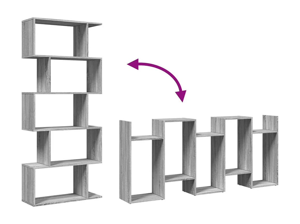 Bibliothèque gris béton 100x33x175 cm bois d'ingénierie