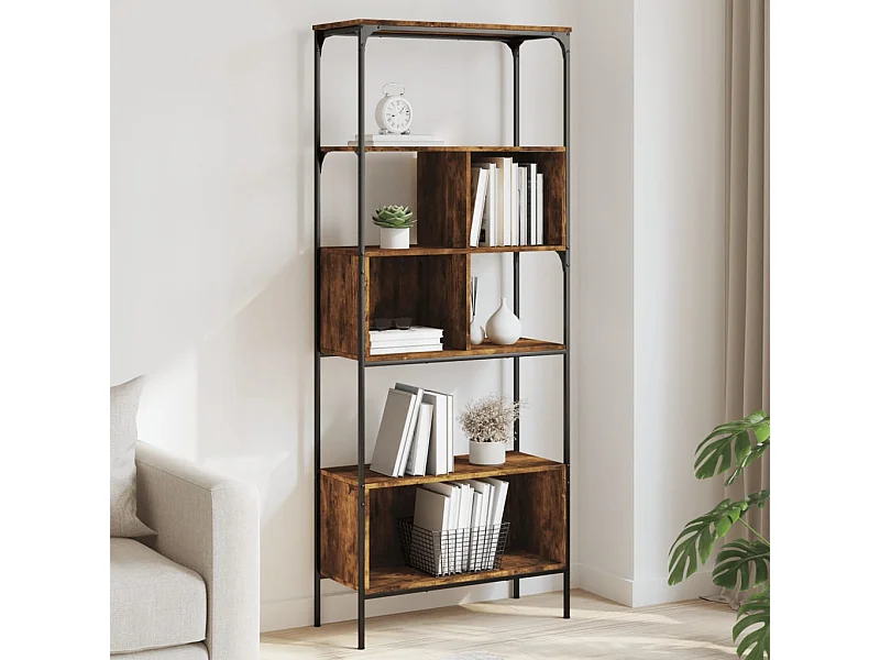 Bibliothèque 5 niveaux chêne fumé 76x33x188,5 cm