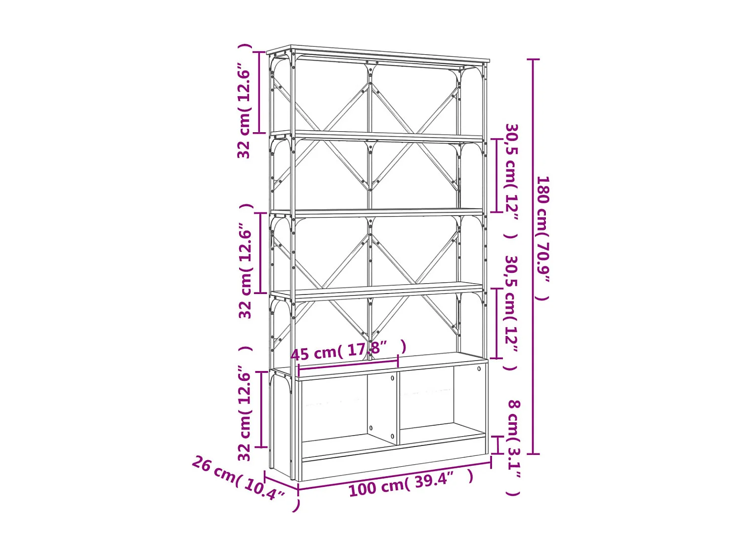 Bücherregal 4 Etagen Sonoma-Eiche 139x33,5x149 cm Holzwerkstoff