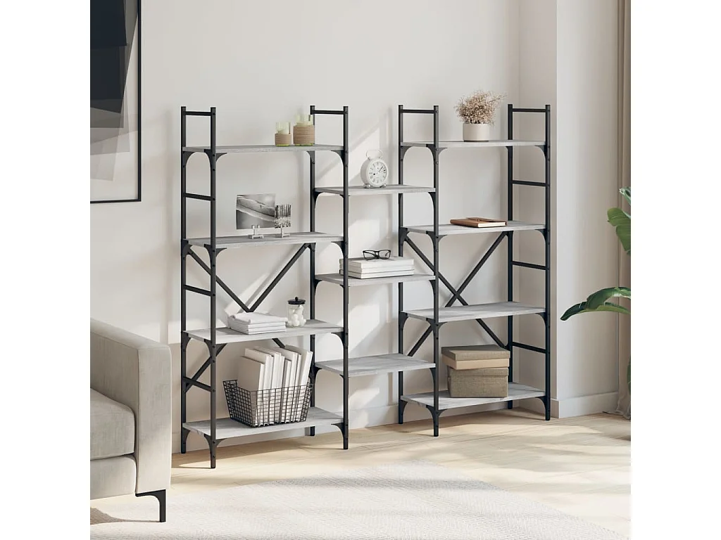 Libreria Grigio Sonoma 160x28,5x136,5 cm in Legno Multistrato