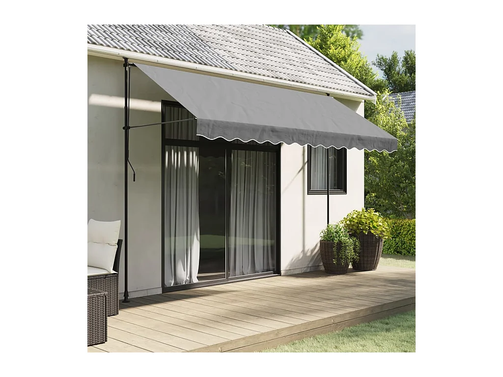 Tissu de remplacement de cantonnière d’auvent rayure anthracite