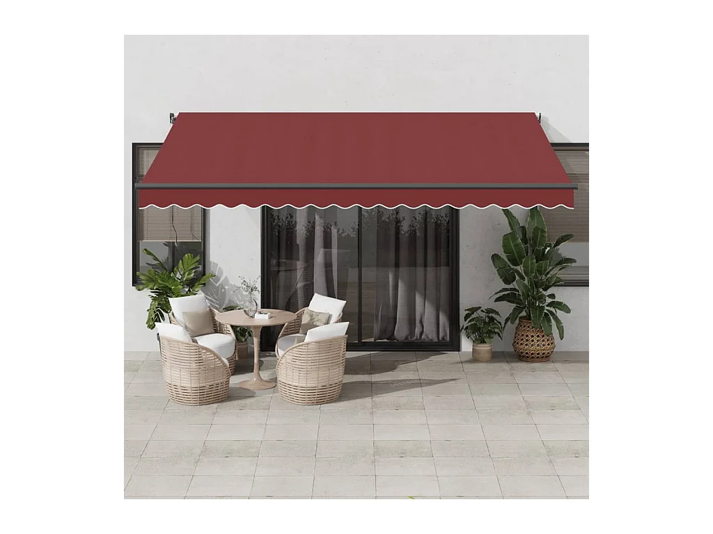 Auvent rétractable automatique avec LED bordeaux 450x300 cm