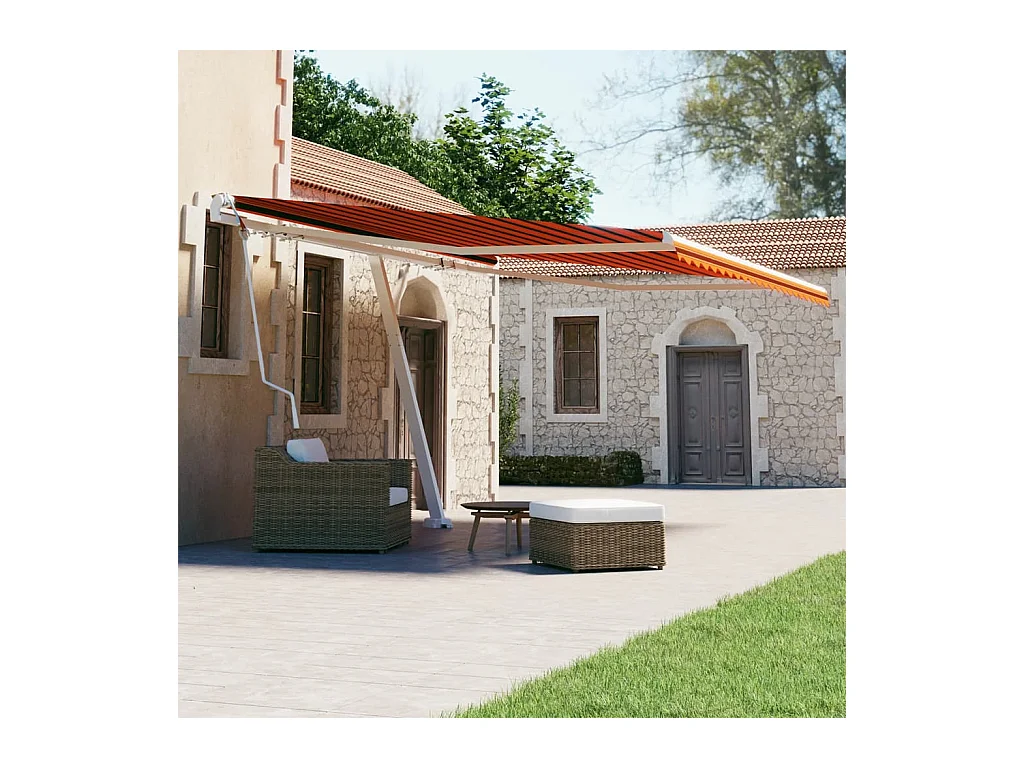 Auvent automatique sur pied 400x300 cm Orange/marron