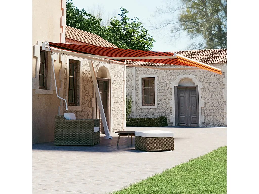 Tenda Retrattile Automatica con Palo 400x300 cm Arancio Marrone