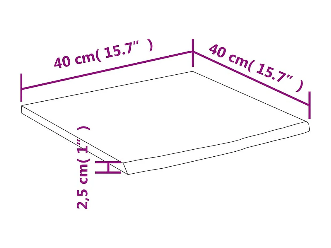 Wandschap vierkant natuurlijke rand 40x40x2,5 cm acaciahout