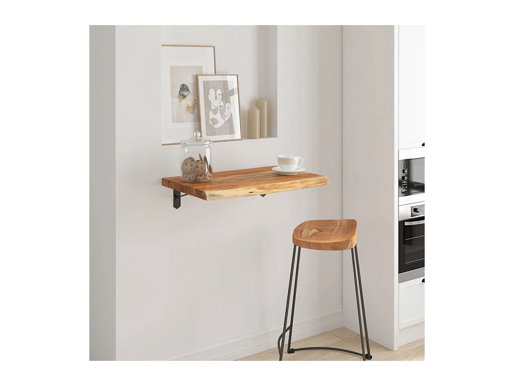 Étagère murale 40x40x2,5cm carré massif acacia bordure assortie