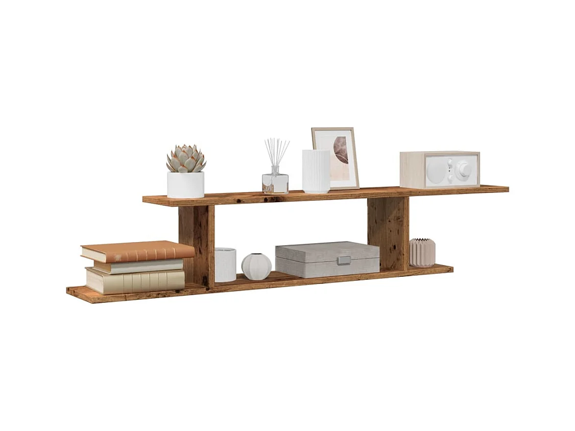 Étagère TV murale vieux bois 125x18x23 cm bois d'ingénierie