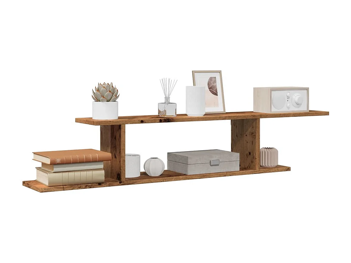 Étagère TV murale vieux bois 125x18x23 cm bois d'ingénierie