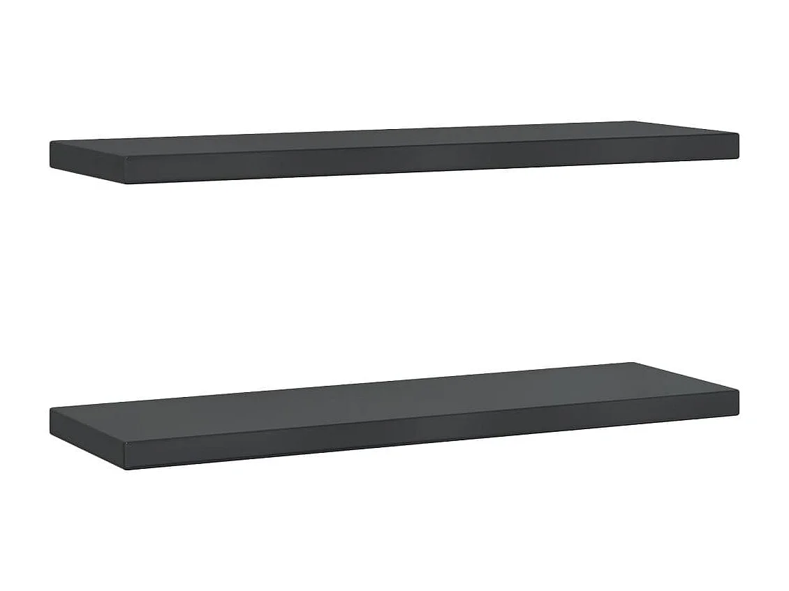 Estantes de pared 2 uds acero inoxidable negro 75x23,5x3 cm