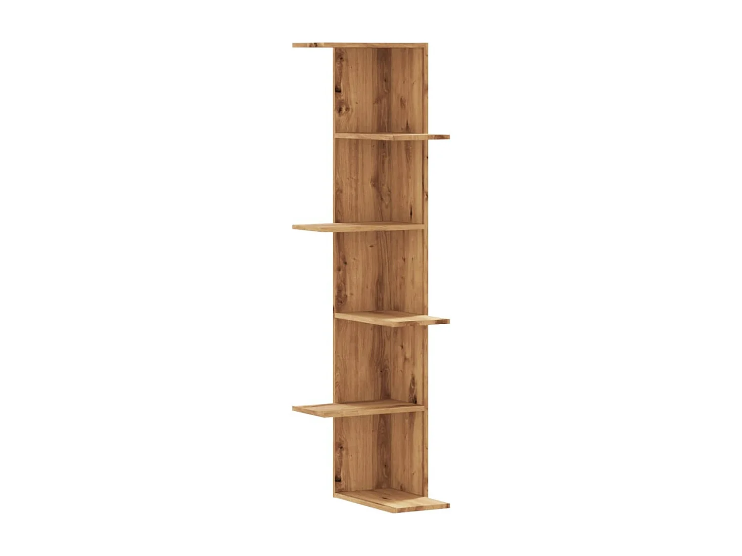 Hoekwandschap 36,5x36,5x140 cm bewerkt hout artisanaal eiken