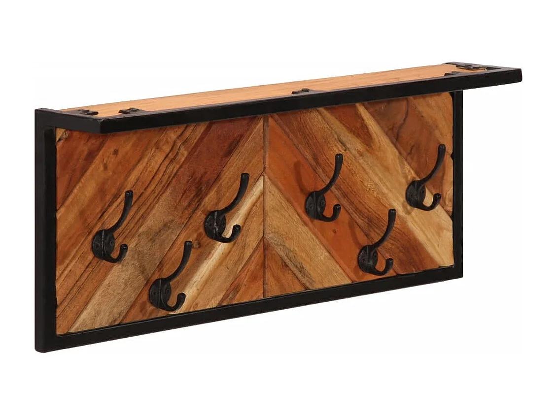 Perchero de pared con 6 ganchos madera maciza de mango