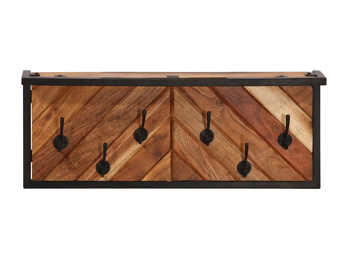 Perchero de pared con 6 ganchos madera maciza de mango