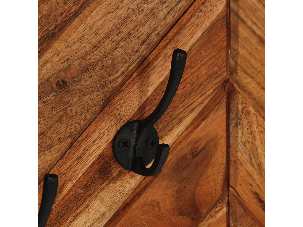 Perchero de pared con 6 ganchos madera maciza de mango