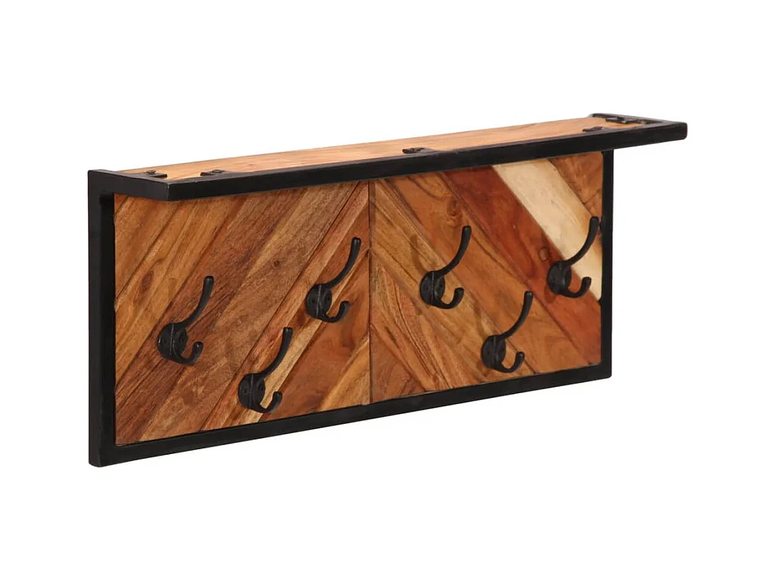 Wandkapstok met 6 haken massief acaciahout