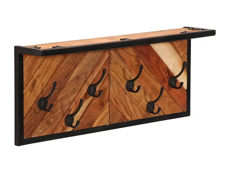 Perchero de pared con 6 ganchos madera maciza de mango