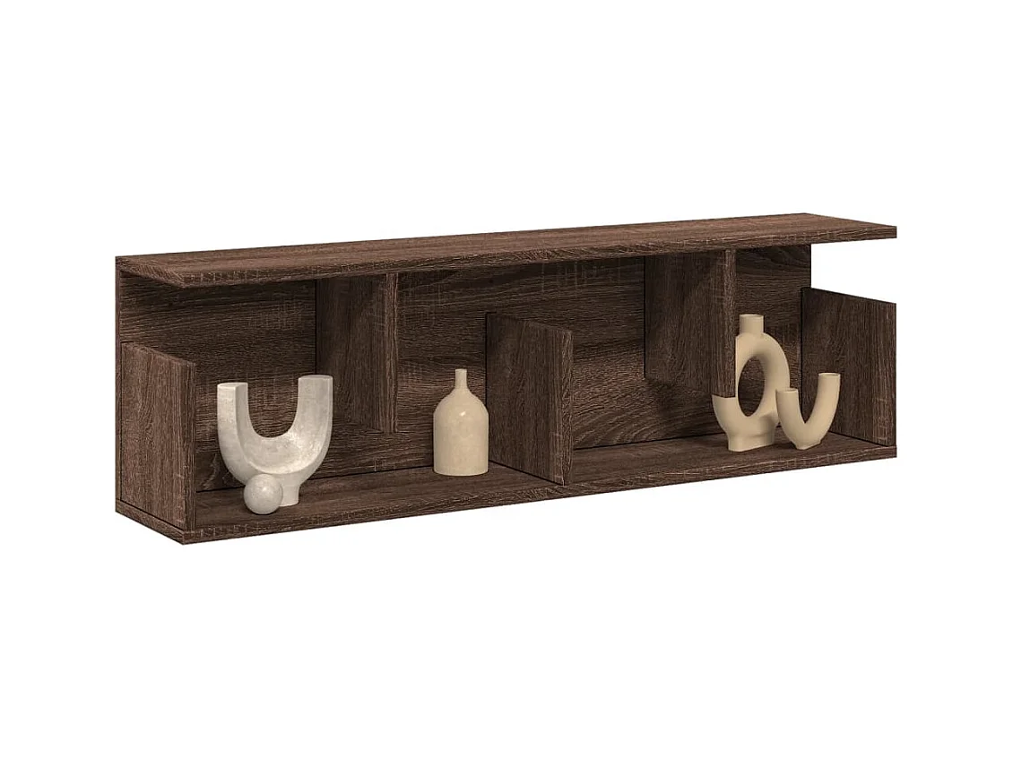 Wandkast 100x20x30 cm bewerkt hout bruin eikenkleur