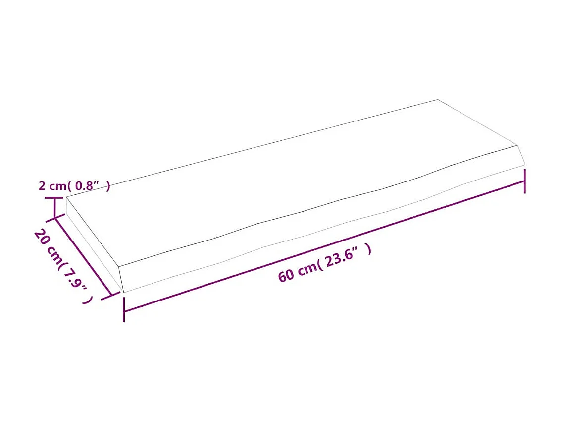 Wandregal Hellbraun 60x20x2 cm Massivholz Eiche Behandelt