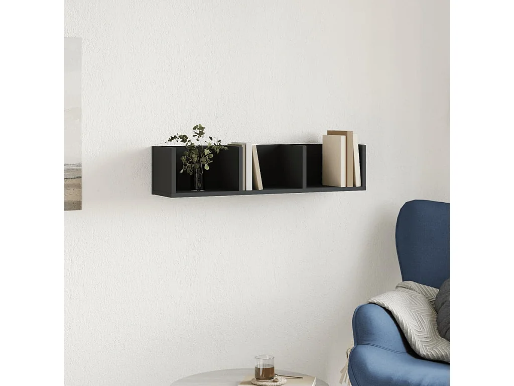 Armário de parede 75x18x16,5 cm derivados de madeira preto