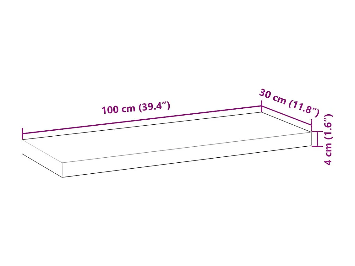 Schweberegal 100x30x4 cm Massivholz Akazie Unbehandelt