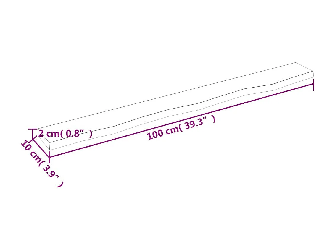 Ripiano Muro Marrone Chiaro 100x10x2cm Massello Rovere Trattato