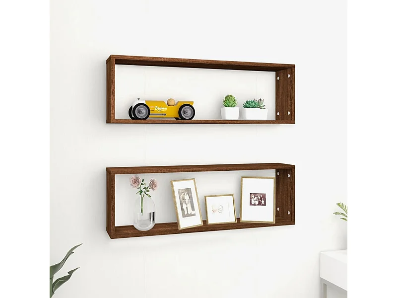 Étagères murales cubiques 2 pcs Chêne marron 80x15x26,5 cm