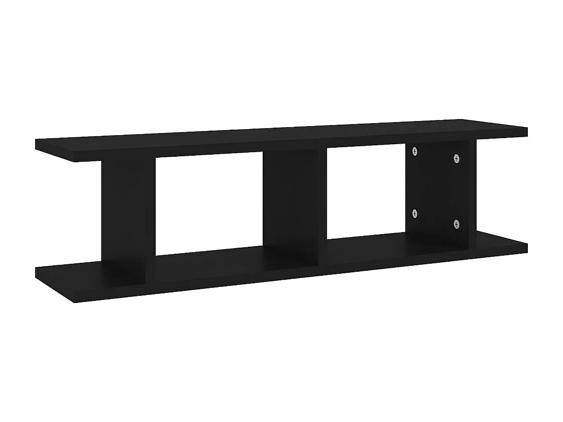 Estante de pared 2 uds madera contrachapada negro 75x18x20 cm