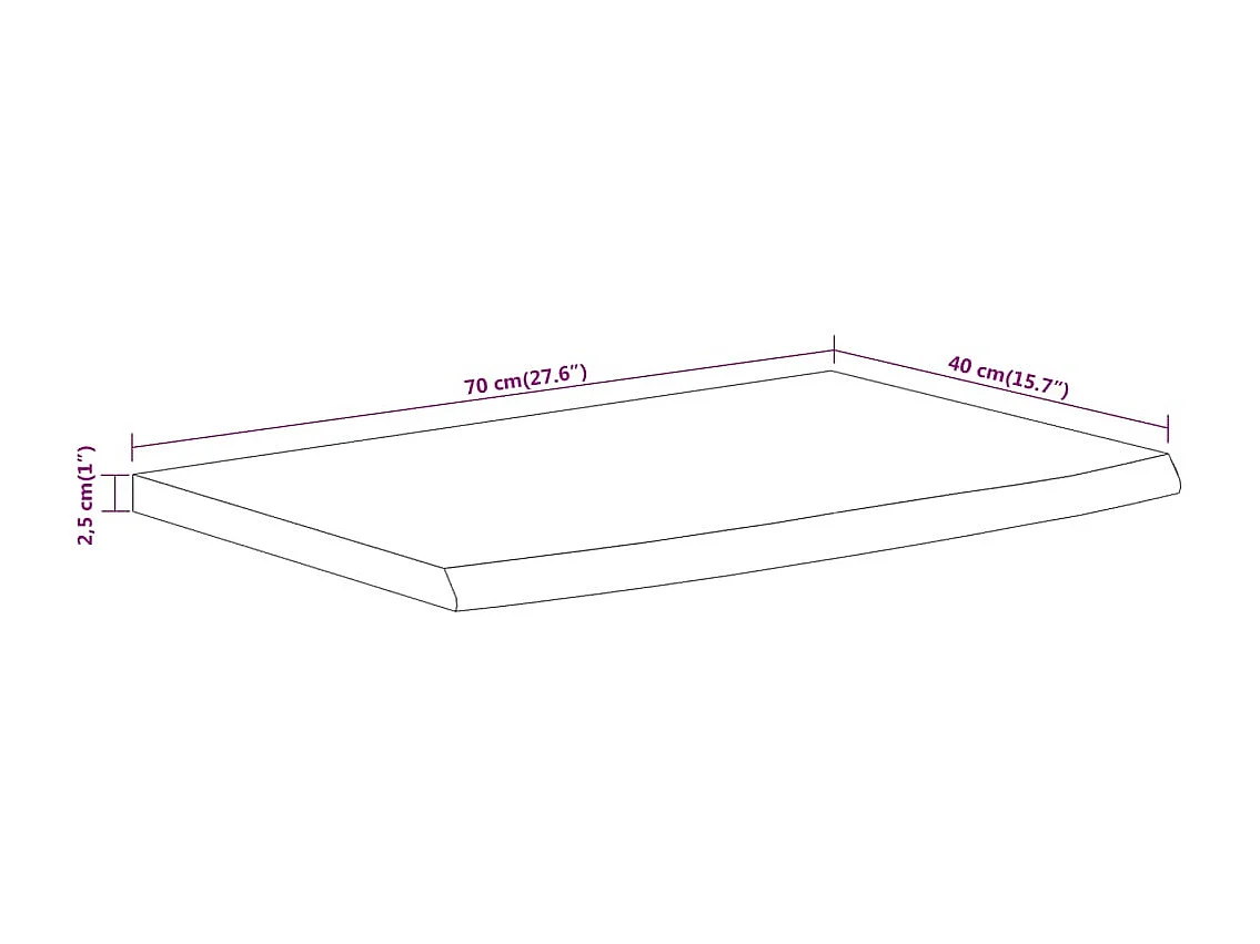 Étagère murale rectangulaire massif acacia bordure assortie