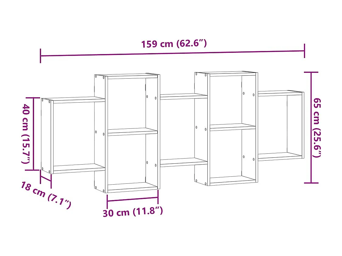 Scaffale a Muro Grigio Cemento 159x18x65 cm in Truciolato