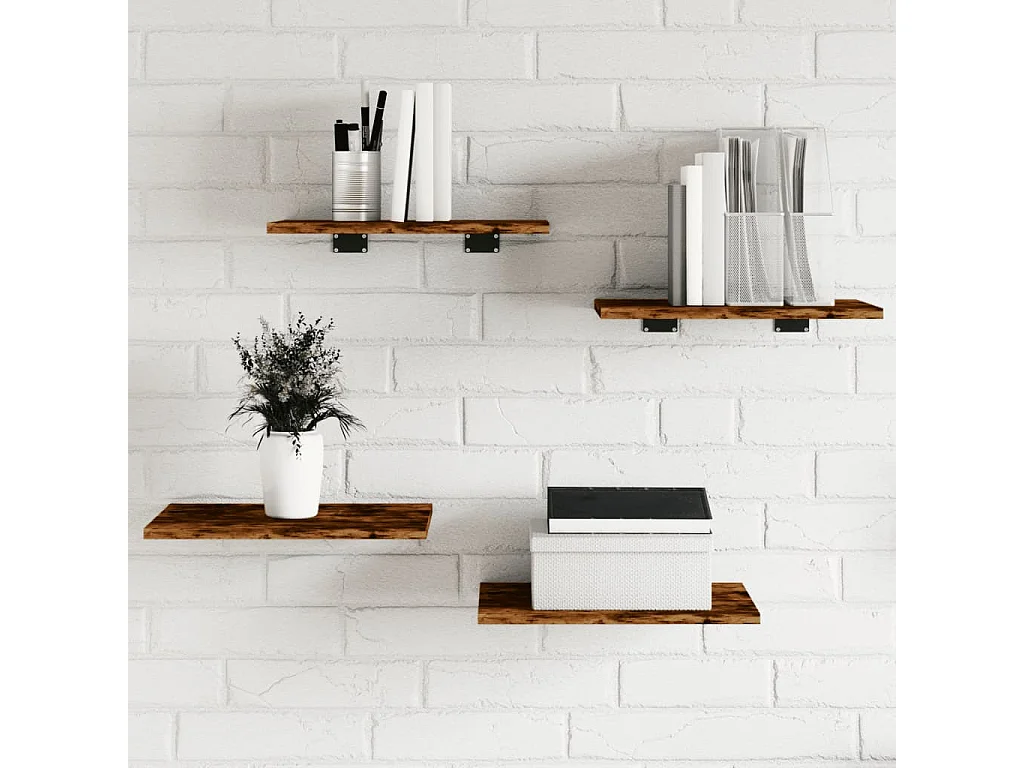 Mensole Parete 4pz Rovere Fumo 40x30x1,5 cm Legno Multistrato