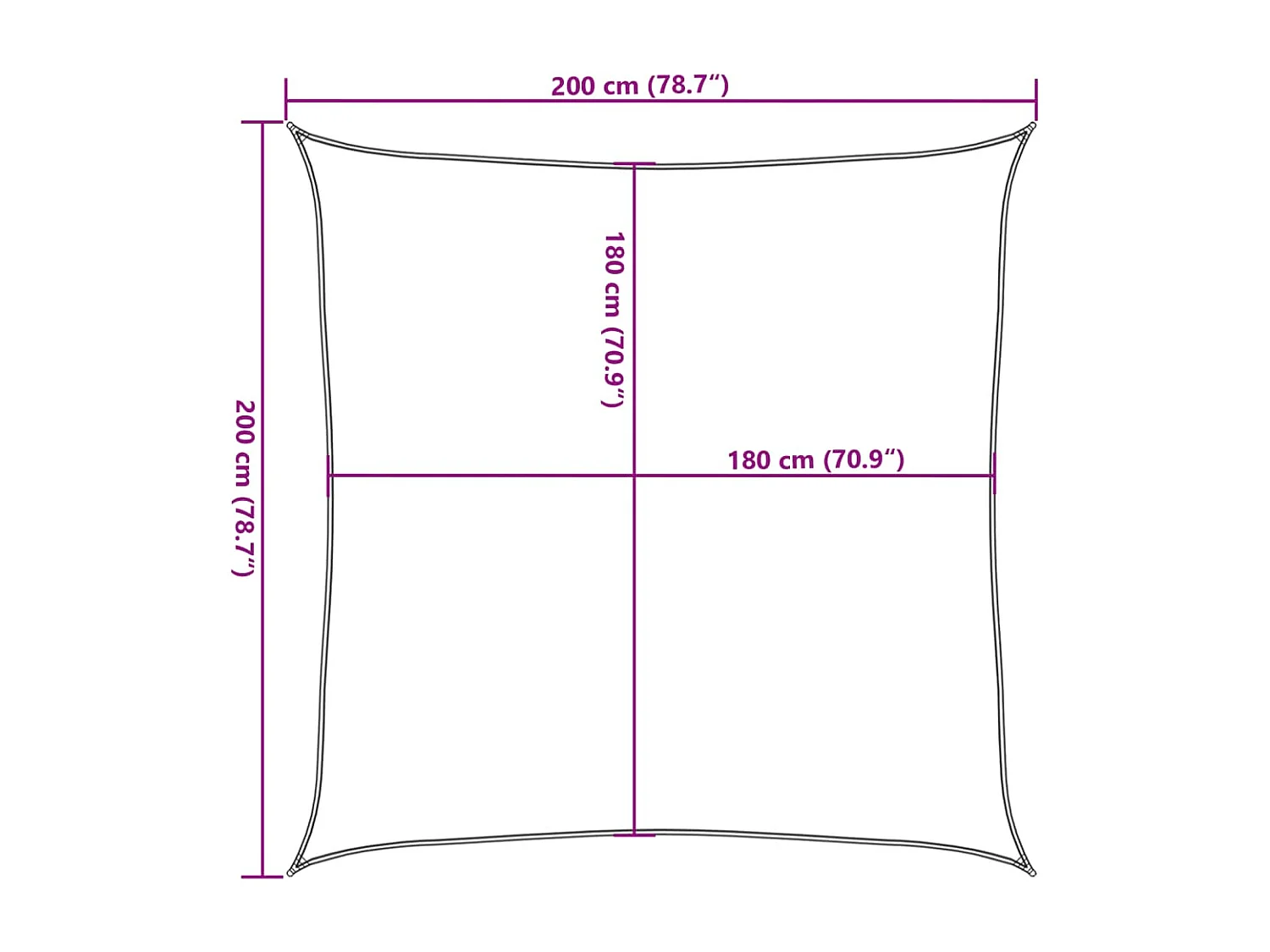 Vela de sombra 160 g/m² areia quadrada 2x2 m HDPE