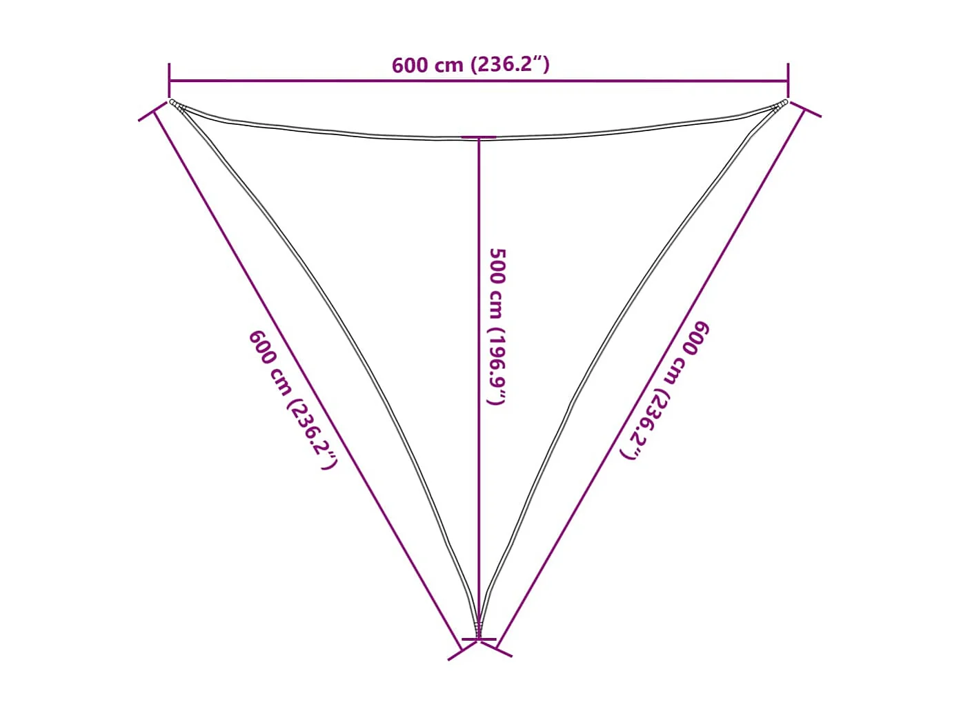 Voile d'ombrage sable 6x6x6 m 100 % polyester oxford