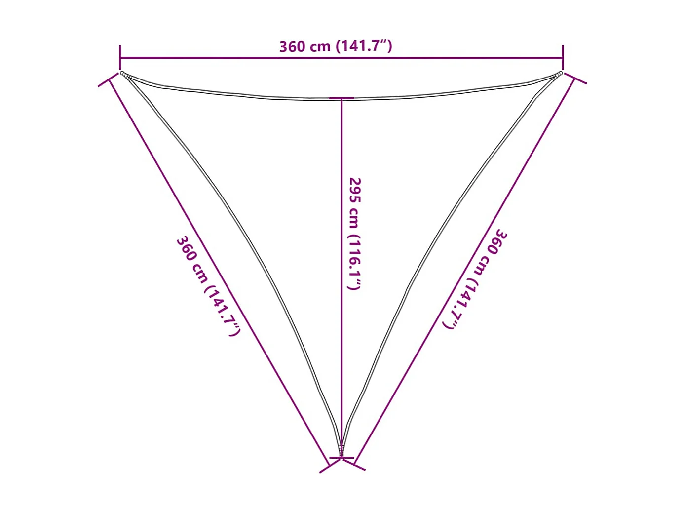 Vela de sombra HDPE Triangular 3,6 x 3,6 x 3,6 m Branco