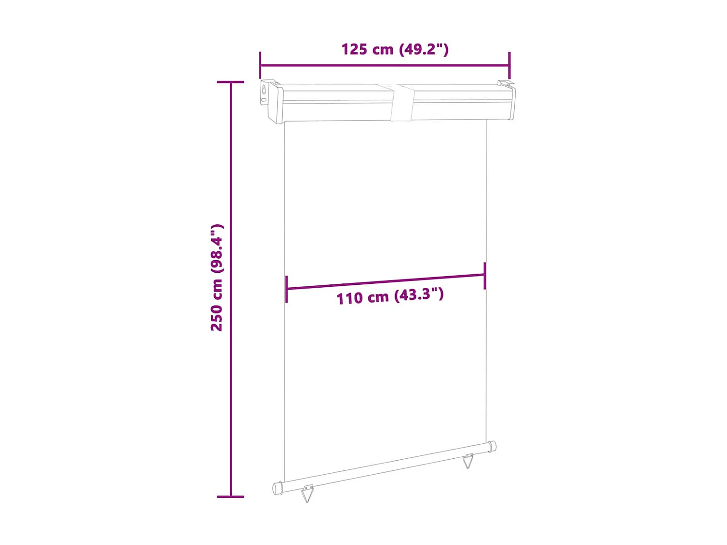 Toldo lateral para balcón 125x250 cm Gris