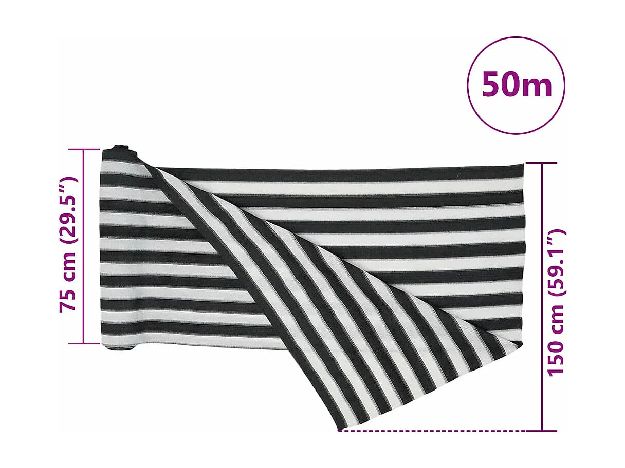 Filet brise-vue anthracite et blanc 1,5x50 m PEHD 195 g/m²