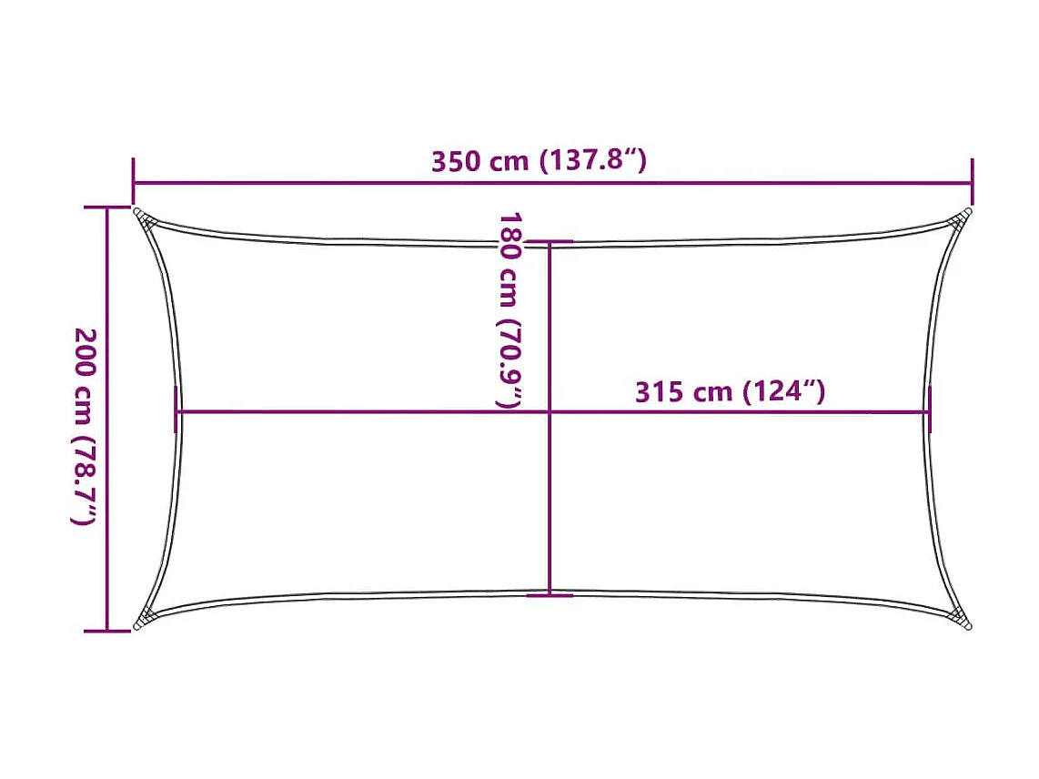 Voile d'ombrage 160 g/m² Noir 2x3,5 m PEHD