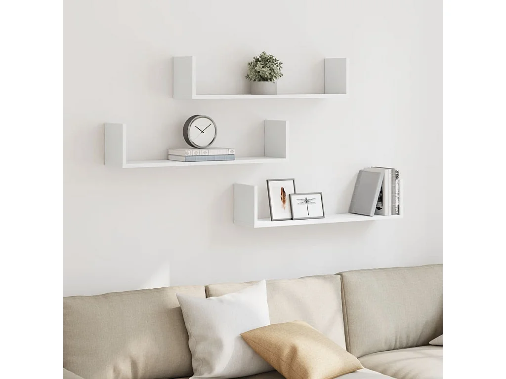 Étagères murales 3 pcs blanc 80x18x18 cm bois d'ingénierie