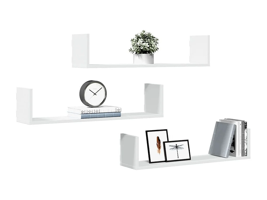 Étagères murales 3 pcs blanc 80x18x18 cm bois d'ingénierie