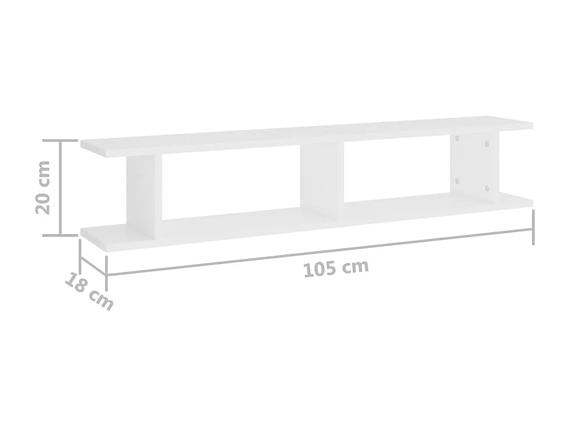 Estantes de pared 2 uds madera contrachapada blanco 105x18x20cm