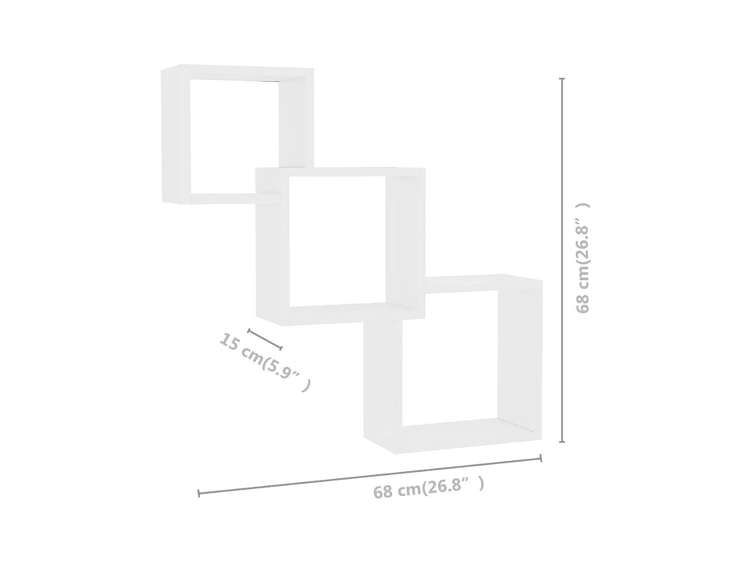 Estante de pared de cubo de madera contrachapada 68x15x68 cm