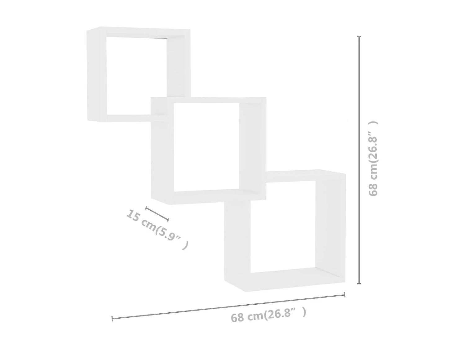Estante de pared de cubo de madera contrachapada 68x15x68 cm