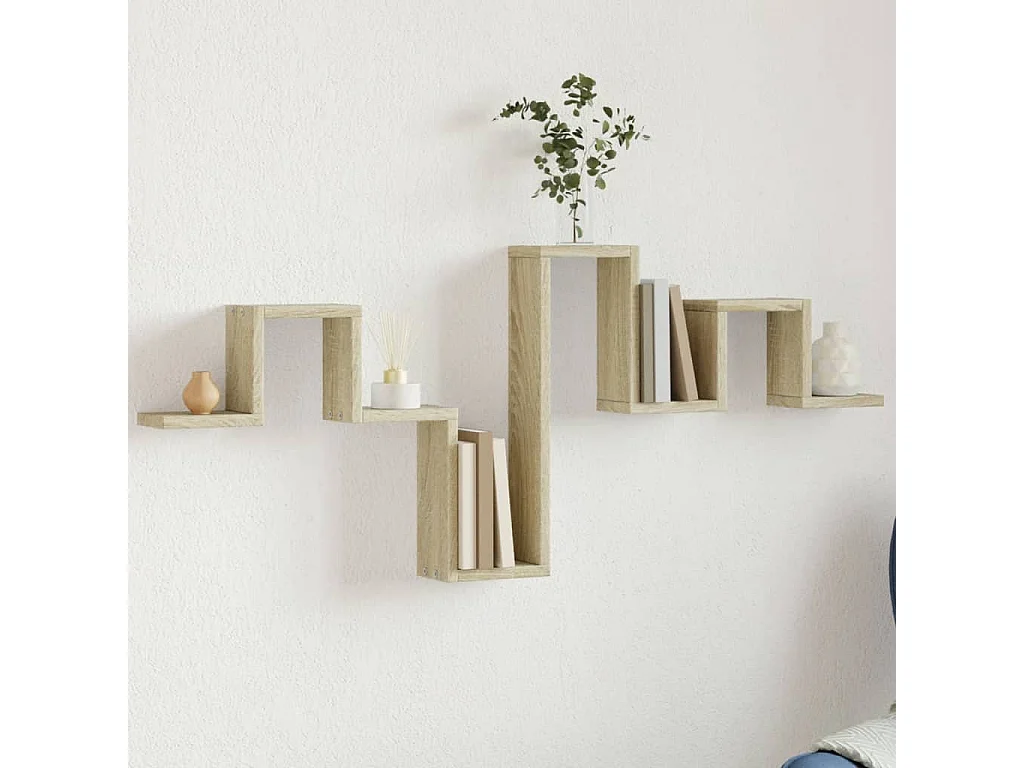 Wandschap 104,5x10x43 cm bewerkt hout sonoma eikenkleurig